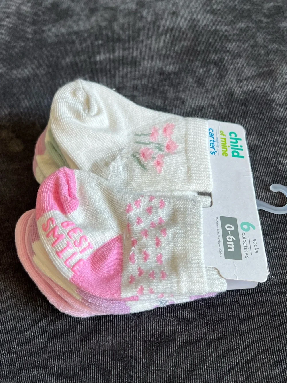 NWT Carter’s Child of Mine Socks 6 Pairs Size 0-6 Months